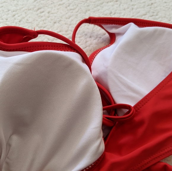 Bikini red top black & white polka dot bottoms - Picture 4 of 4